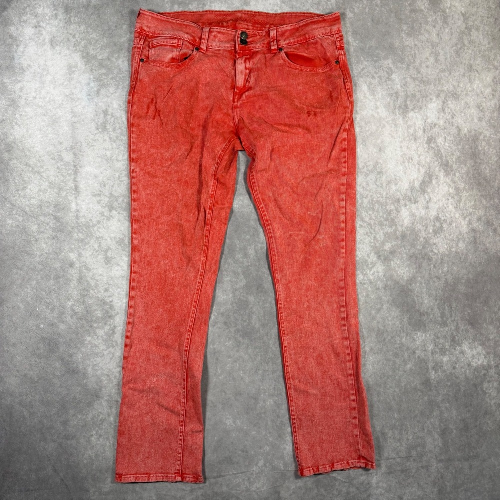 Delias Jayden Red Acid Wash Low Rise Skinny Jeans Womens 11/12R Y2K Grunge